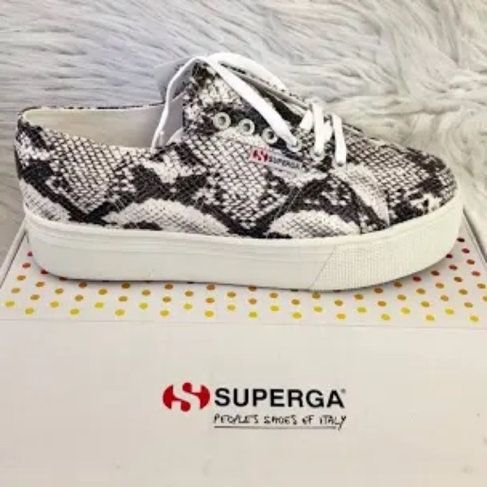 Superga Sneakers Platform Snakeskin Lace Up Size EU 39.5 US 8.5.